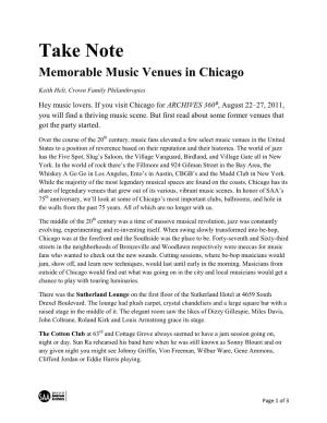 Memorable Music Venues in Chicago