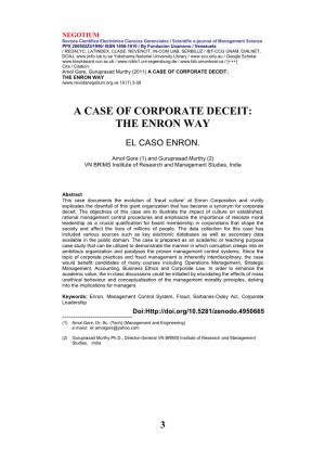 A Case of Corporate Deceit: the Enron Way / 18 (7) 3-38