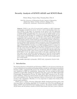Security Analysis of KNOT-AEAD and KNOT-Hash