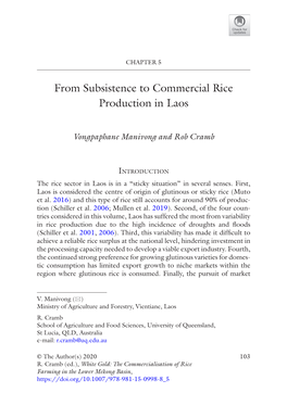 From Subsistence to Commercial Rice Production in Laos