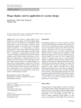 Phage Display and Its Application in Vaccine Design