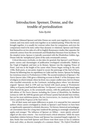 Spenser, Donne, and the Trouble of Periodization Yulia Ryzhik