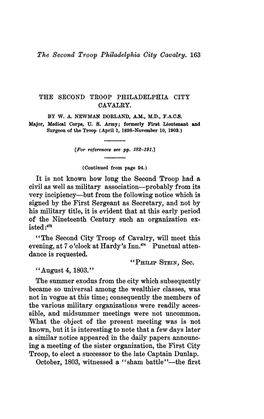 The Second Troop Philadelphia City Cavalry. 163 It Is Not Known How
