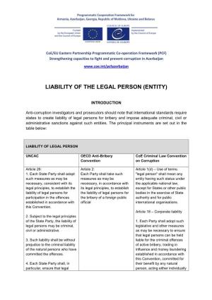 Liability of the Legal Person (Entity)