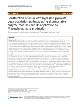 Construction of an in Vitro Bypassed Pyruvate Decarboxylation Pathway