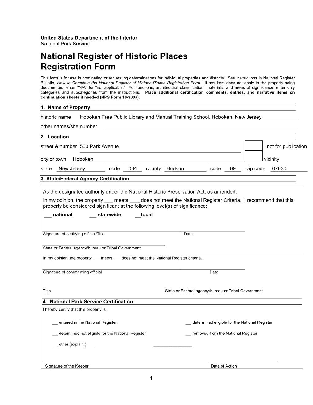 National Register of Historic Places Registration Form