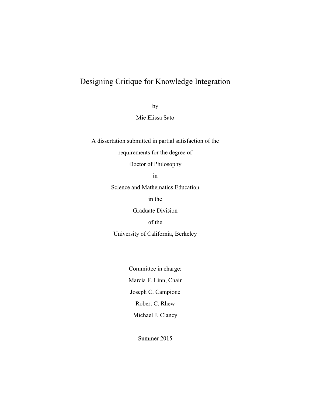 Designing Critique for Knowledge Integration