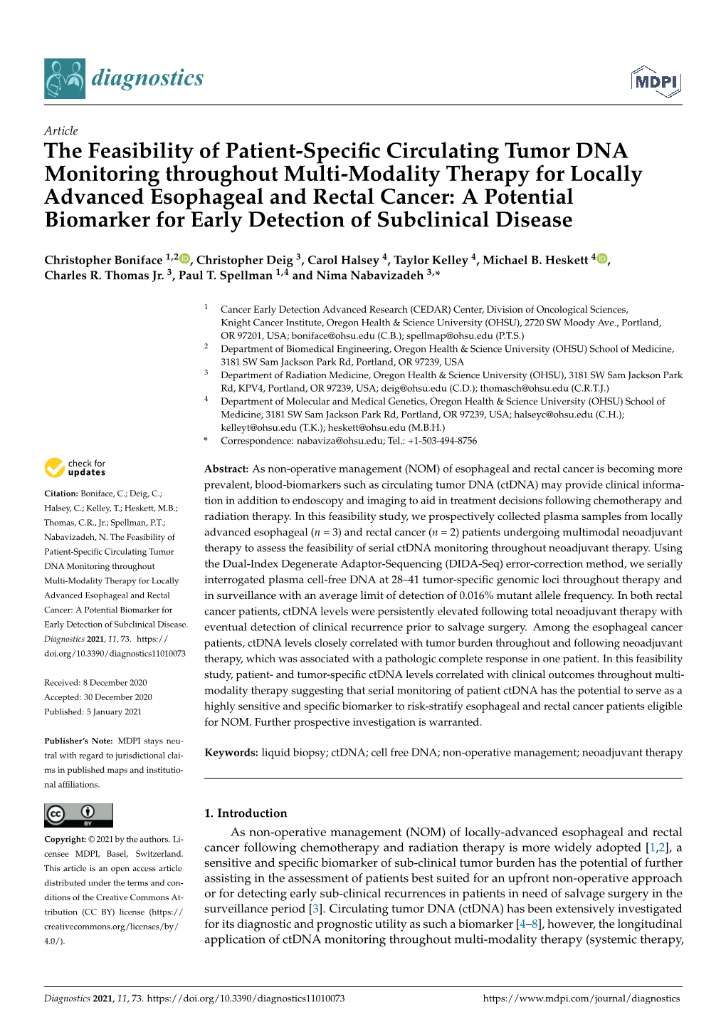 The Feasibility of Patient-Specific Circulating Tumor DNA Monitoring