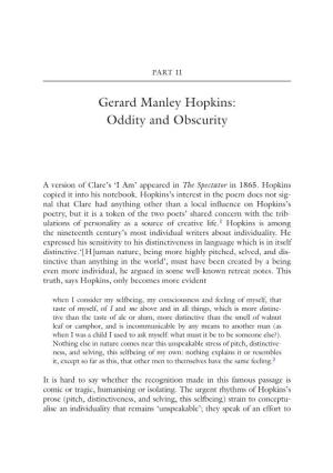 Gerard Manley Hopkins: Oddity and Obscurity