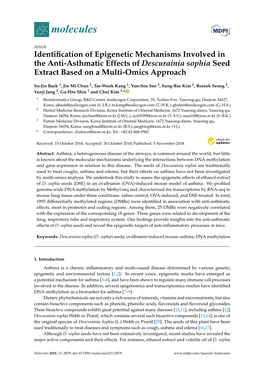 Identification of Epigenetic Mechanisms Involved in the Anti-Asthmatic Effects of Descurainia Sophia Seed Extract Based on a Multi-Omics Approach