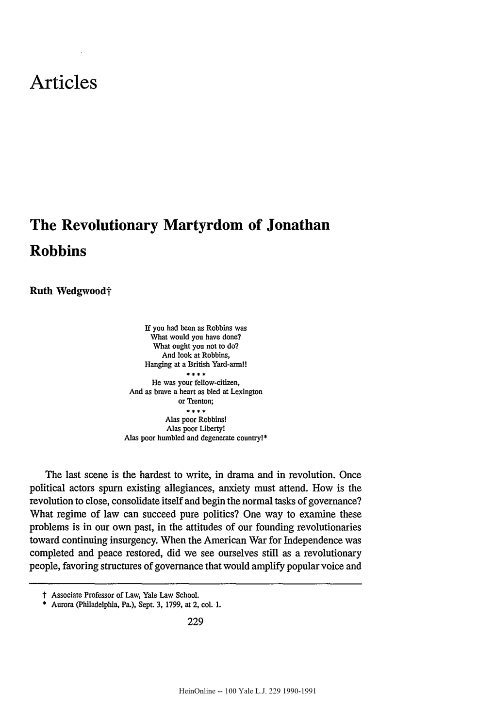 The Revolutionary Martyrdom of Jonathan Robbins