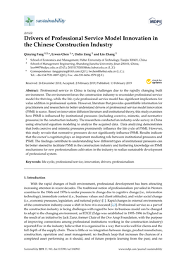 Drivers of Professional Service Model Innovation in the Chinese Construction Industry