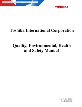 Quality, Environmental, Health and Safety Manual Toshiba