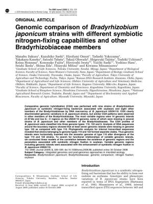 Genomic Comparison of Bradyrhizobium Japonicum Strains with Different Symbiotic Nitrogen-Fixing Capabilities and Other Bradyrhizobiaceae Members