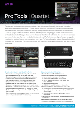 Pro Tools | Quartet Your Personal Professional Music Studio