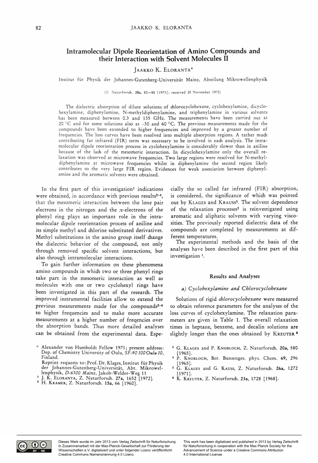 Intram Olecular Dipole R Eorientation of Am Ino Com Pounds And