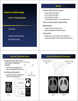 Introduction to Medical Imaging Lecture 5: Image Operations