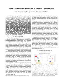 Toward Modeling the Emergence of Symbolic Communication