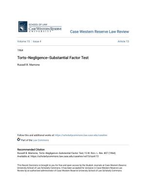 Torts--Negligence--Substantial Factor Test