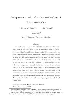 Independence and Trade: the Speci C E Ects of French Colonialism