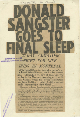 Donald Sangster Goes to Final Sleep