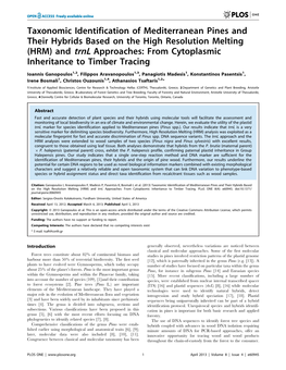 (HRM) and Trnl Approaches: from Cytoplasmic Inheritance to Timber Tracing