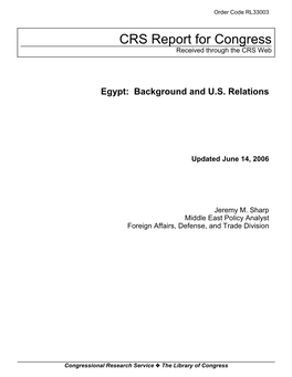 Egypt: Background and U.S. Relations