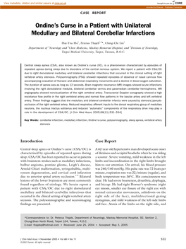 Ondine's Curse in a Patient with Unilateral Medullary and Bilateral Cerebellar Infarctions