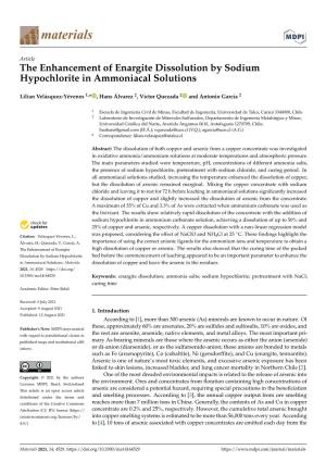 The Enhancement of Enargite Dissolution by Sodium Hypochlorite in Ammoniacal Solutions