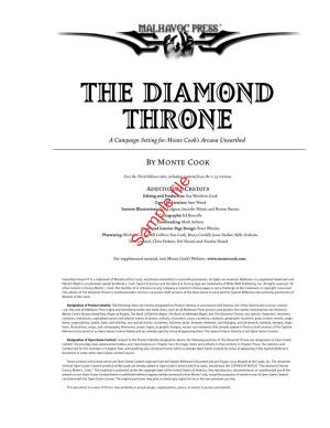 THE DIAMOND THRONE a Campaign Setting for Monte Cook’S Arcana Unearthed