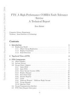 A High-Performance CORBA Fault-Tolerance Service a Technical Report