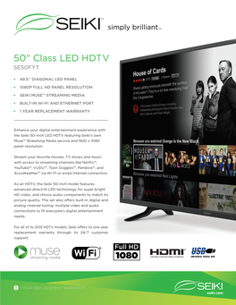 50" Class LED HDTV SE50FYT