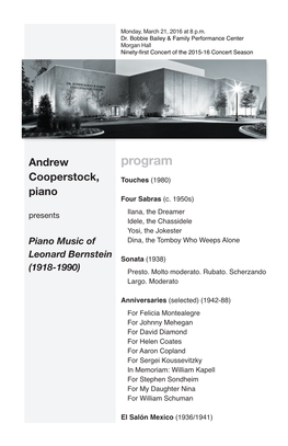Andrew Cooperstock, Piano