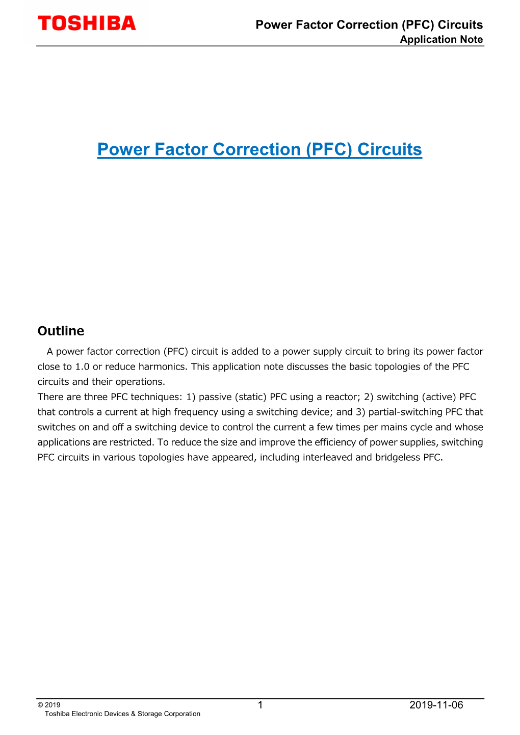 Power Factor Correction (PFC) Circuits Application Note