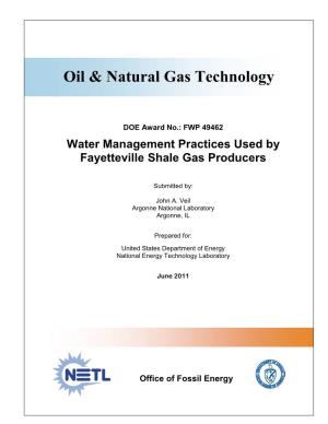 Water Management Practices Used by Fayetteville Shale Gas Producers