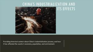 China's Industrialization and Its Effects