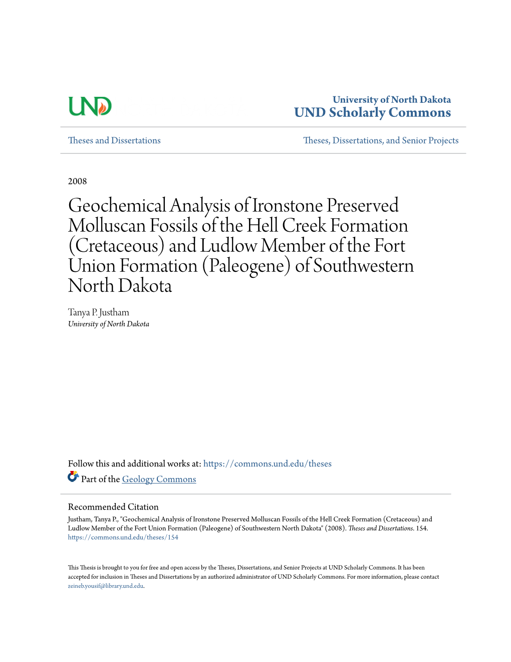 Geochemical Analysis of Ironstone Preserved Molluscan Fossils of the Hell Creek Formation (Cretaceous) and Ludlow Member Of