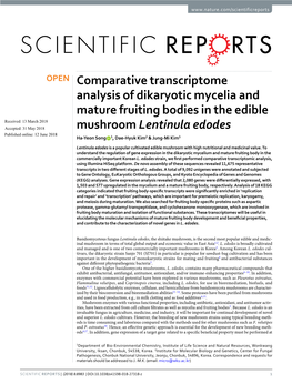 Comparative Transcriptome Analysis of Dikaryotic Mycelia and Mature