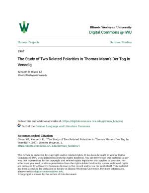 The Study of Two Related Polarities in Thomas Mann's Der Tog in Venedig