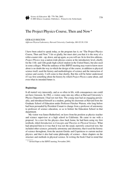 The Project Physics Course, Then and Now⋆