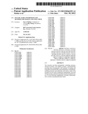 (12) Patent Application Publication (10) Pub. No.: US 2012/0266329 A1 Mathur Et Al
