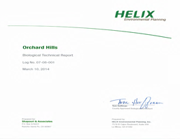 Orchard Hills Biological Technical Report