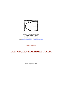 La Produzione Di Armi in Italia