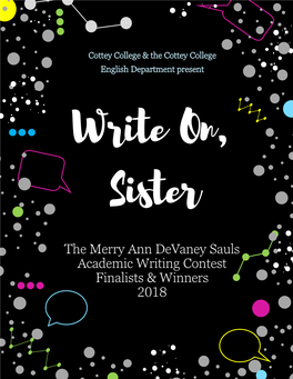 The Merry Ann Devaney Sauls Academic Writing Contest Finalists & Winners 2018