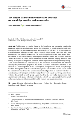 The Impact of Individual Collaborative Activities on Knowledge Creation and Transmission