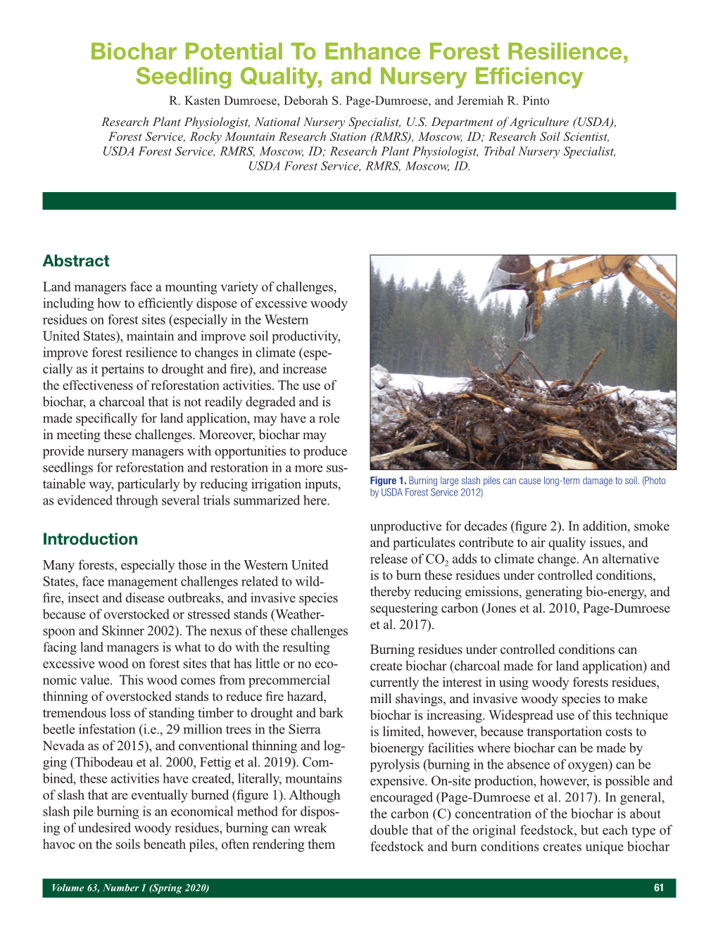 Biochar Potential to Enhance Forest Resilience, Seedling Quality, and Nursery Efficiency R