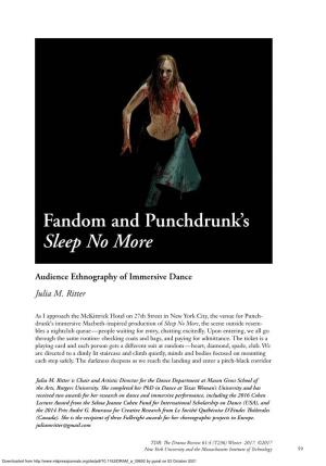 Fandom and Punchdrunk's Sleep No More