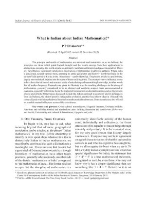 What Is Indian About Indian Mathematics?*
