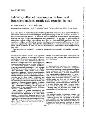 Inhibitory Effect of Bromazepam on Basal and Betazole-Stimulated Gastric Acid Secretion in Man