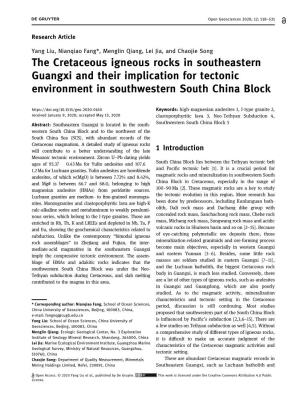 The Cretaceous Igneous Rocks in Southeastern Guangxi and Their Implication for Tectonic Environment in Southwestern South China Block